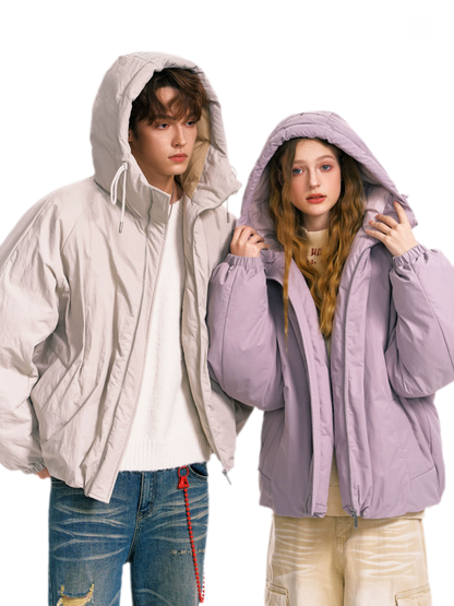 광택감 있는 루즈핏 패딩 재킷