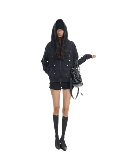 Washed Napoleon Hooded Jacket