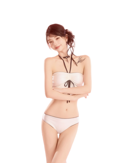 Pearl White Three-Piece Swimsuit