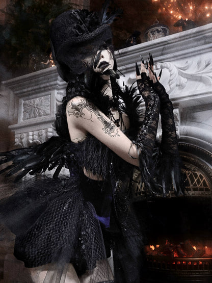 Feather Gothic Train Dress