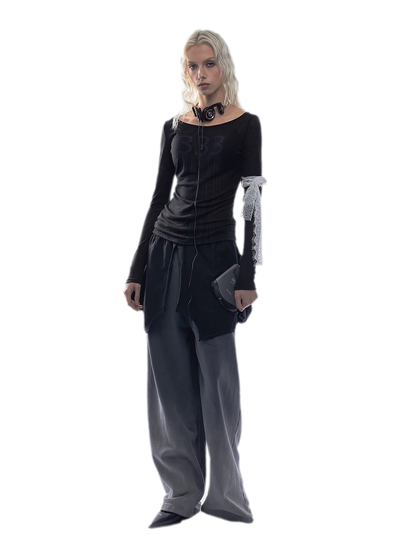 Printed Semi-Sheer Fitted Top