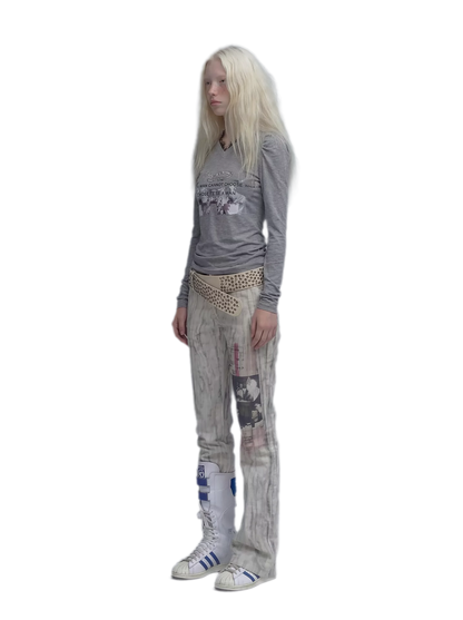 Washed Flared Low-Rise Jeans