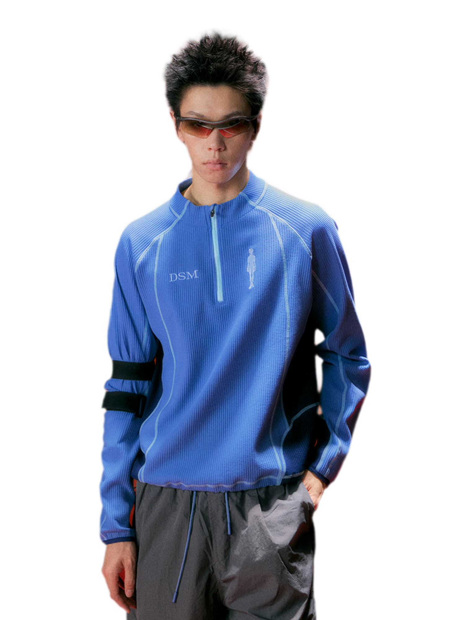 Waffle-Knit Colorblock Combat Top