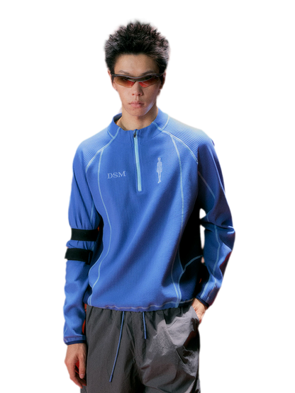Waffle-Knit Colorblock Combat Top