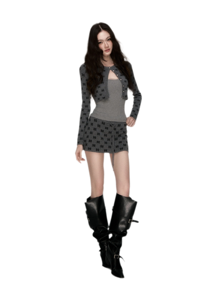 Jacquard Cropped Knit Set