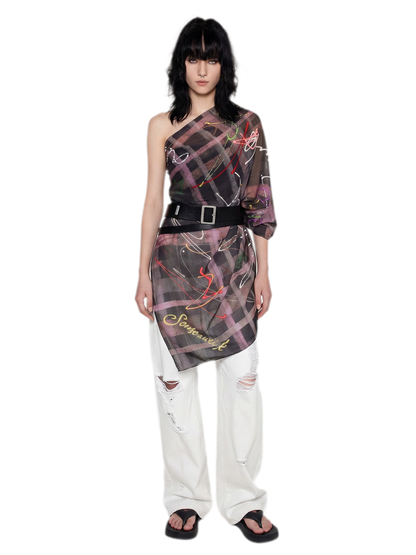 Plaid Graffiti Square Scarf