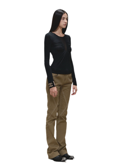Vintage Distressed Khaki Slim Fit Casual Pants