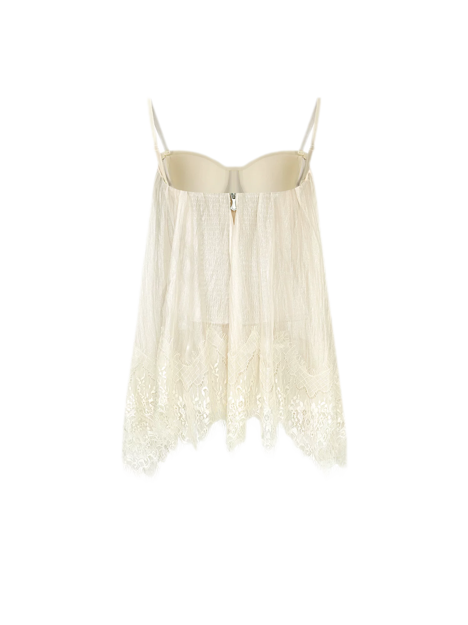 Fishbone Ruffle Chiffon Bustier Top
