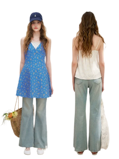 Lace Trim Flare Jeans