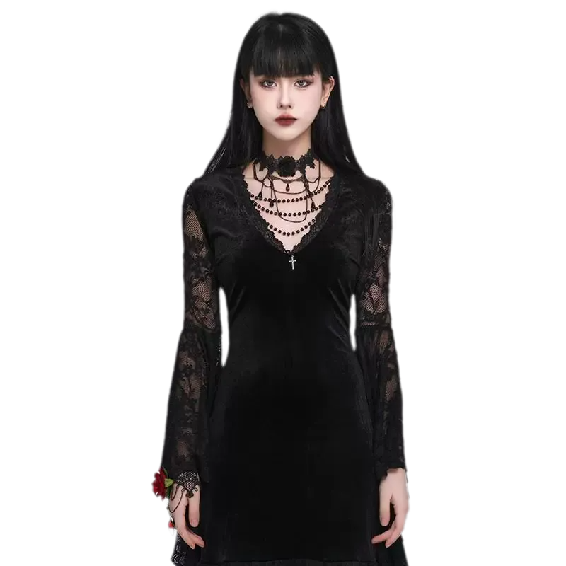 Vòng cổ choker hoa hồng phong cách Gothic