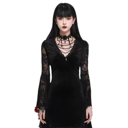 Vòng cổ choker hoa hồng phong cách Gothic