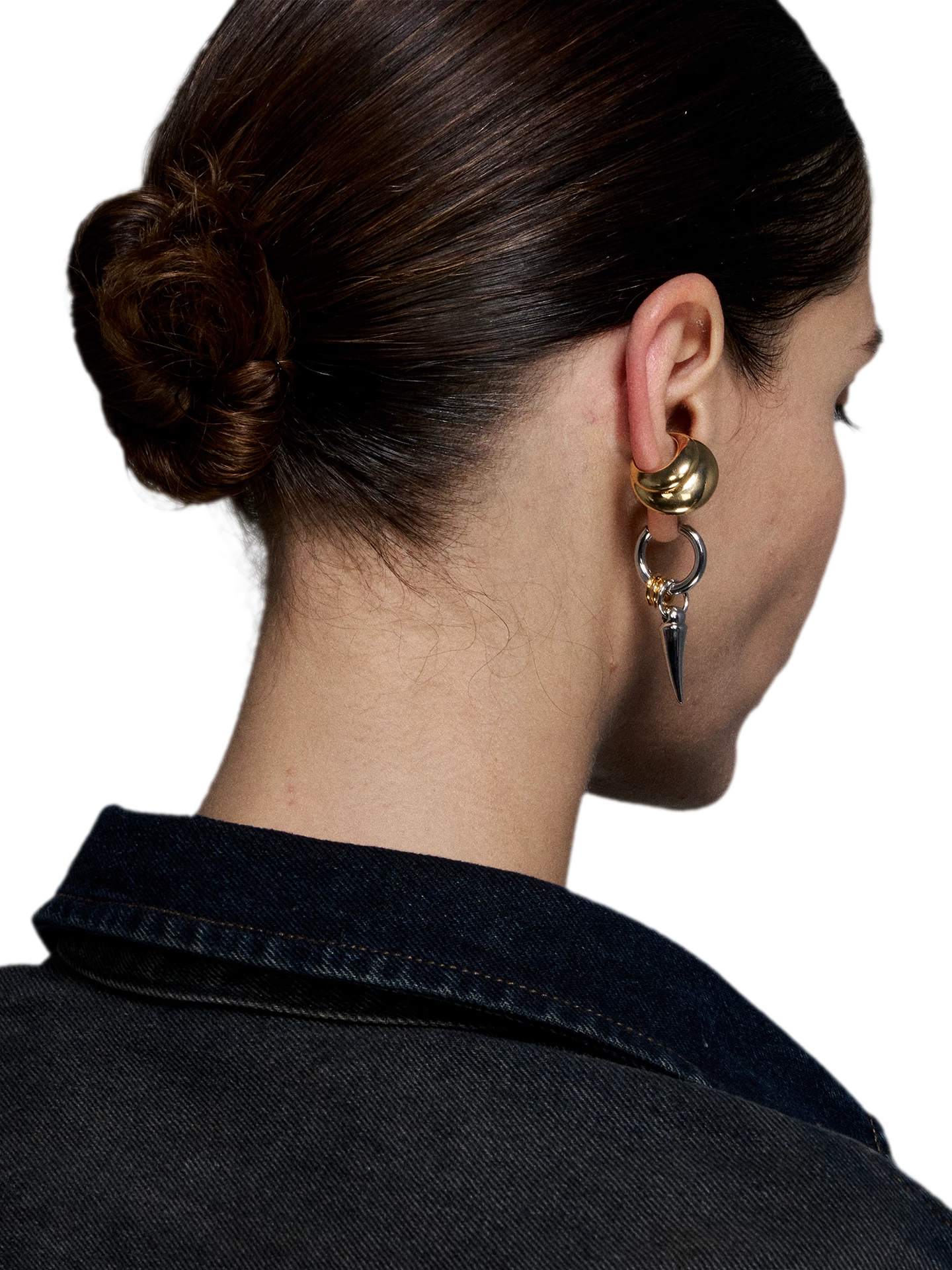 Gold &amp; Silver Tooth Design Earrings