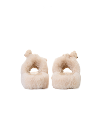 Furry Single-Strap Open-Toe Slippers