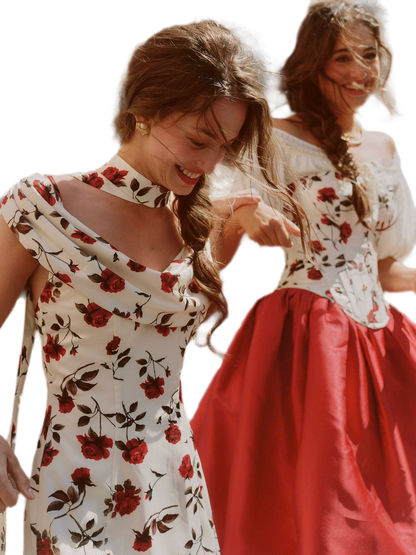 Floral Draped Maxi Dress