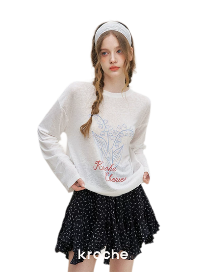 Hand-Drawn Floral Sun Protection Pullover