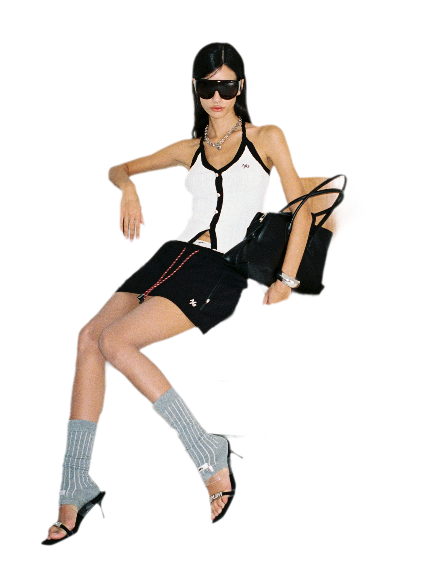 V-Neck Knitted Halter Vest