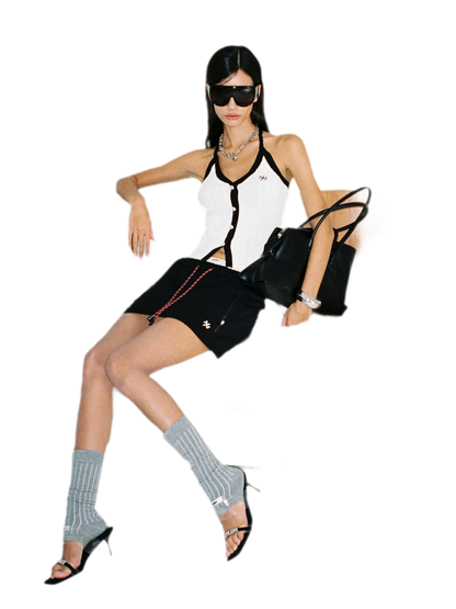 V-Neck Knitted Halter Vest