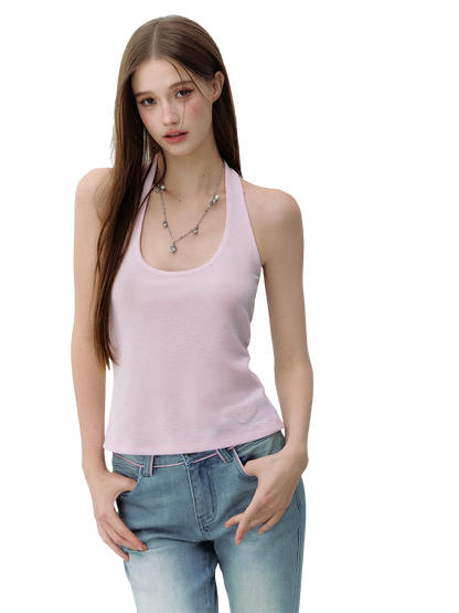 Dopamine Colorful Halter U-Neck Sleeveless Top
