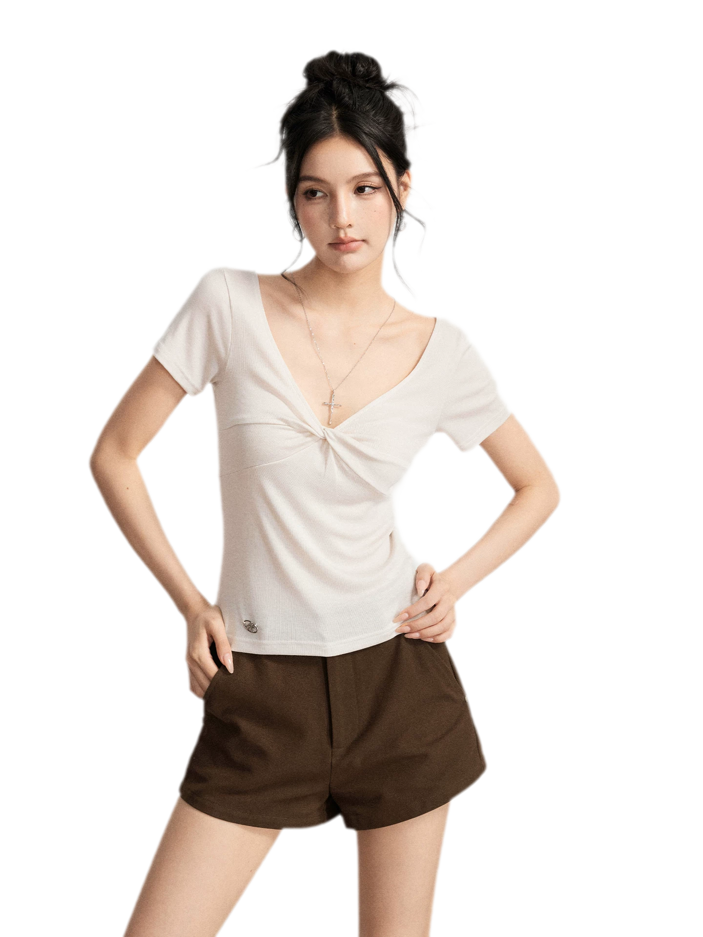 Rhinestone Cotton Summer Shorts