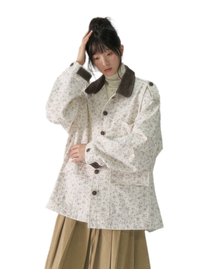 Floral Twill Oversized Utility Jacket