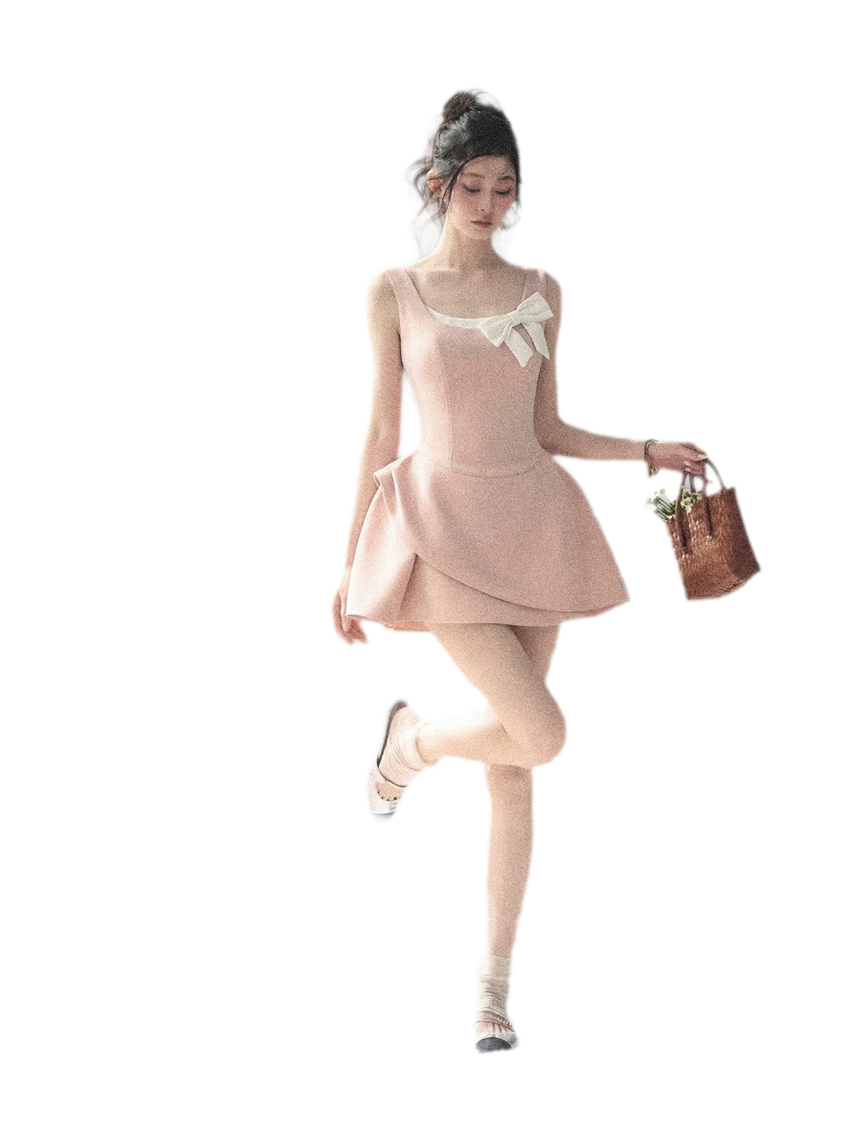 Sleek Bowknot Mini Dress