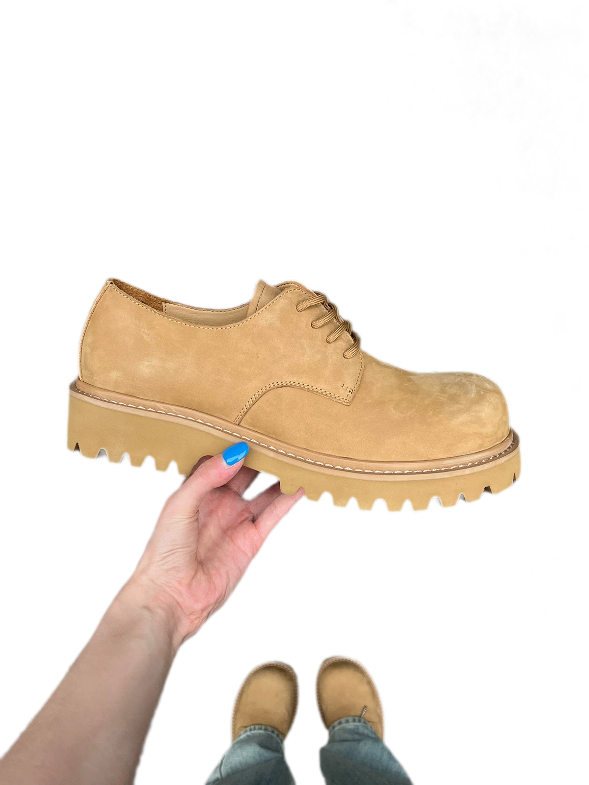 Suede Lug Sole Derby Shoes