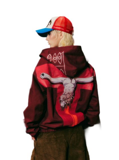 Washed Graphic Hooded Jacket