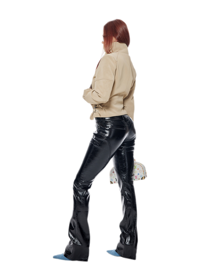 Black PU Flared Pants