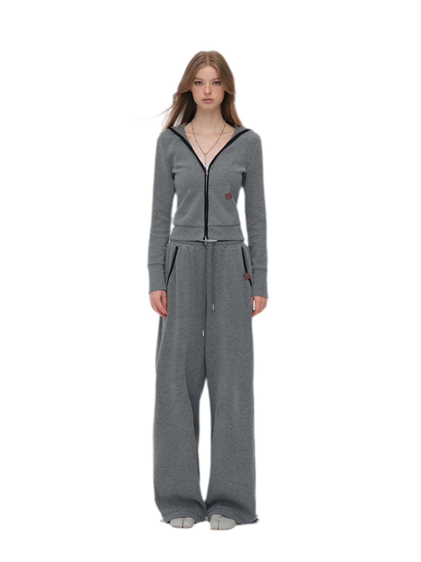Contrast Trim Hooded Tracksuit Set