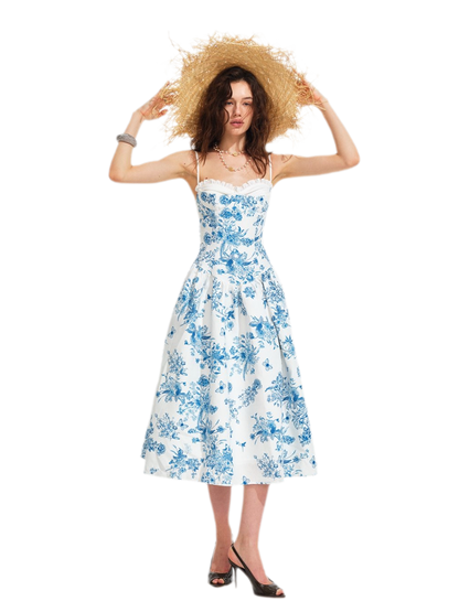 Hand-Drawn Floral Midi Dress