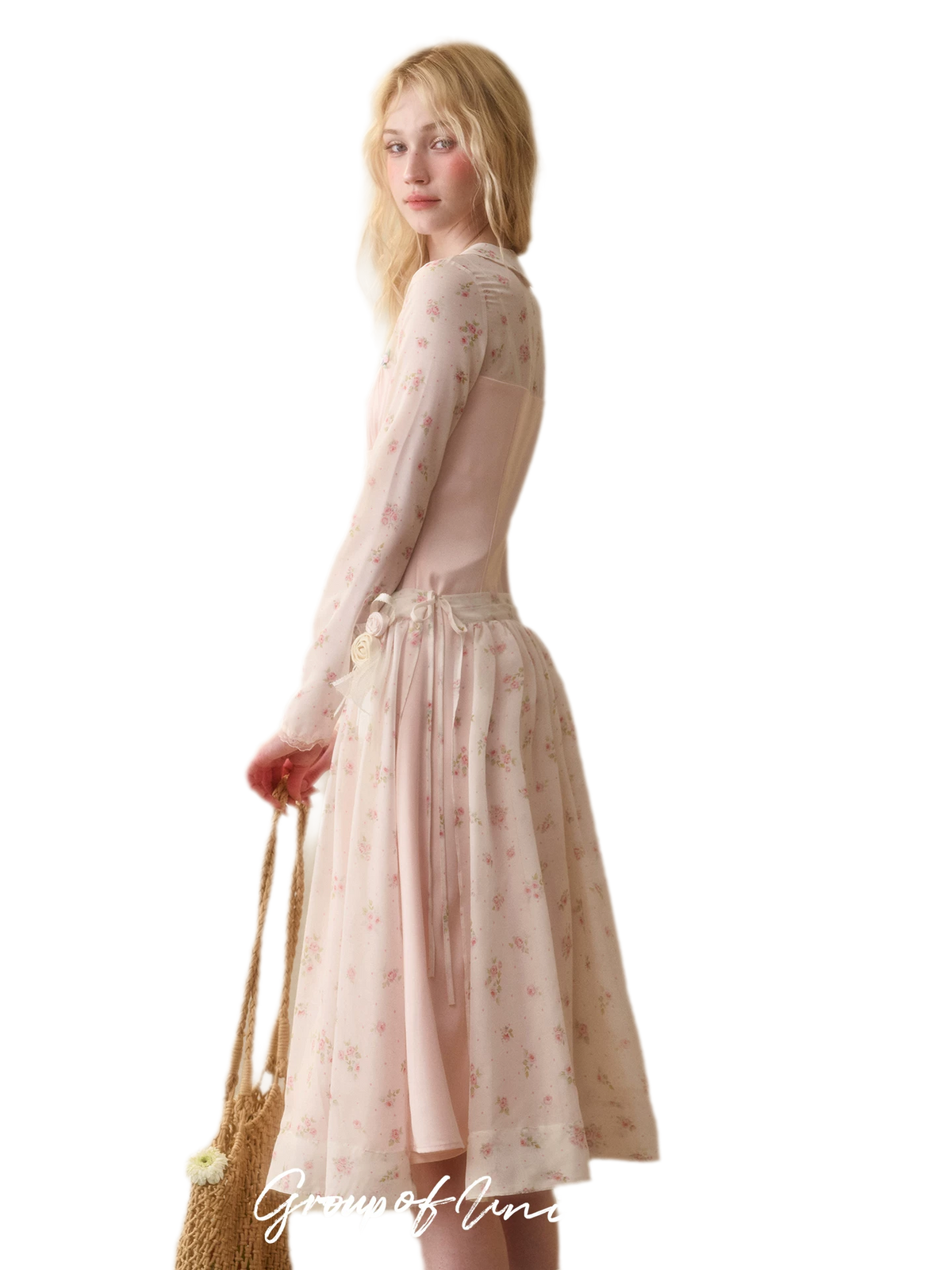 Floral Satin Peter Pan Dress