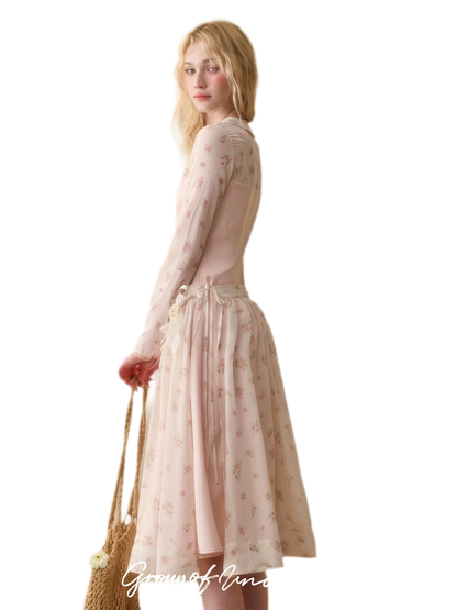 Floral Satin Peter Pan Dress