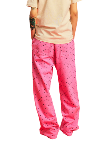 Polka Dot Relaxed Straight-Leg Pants