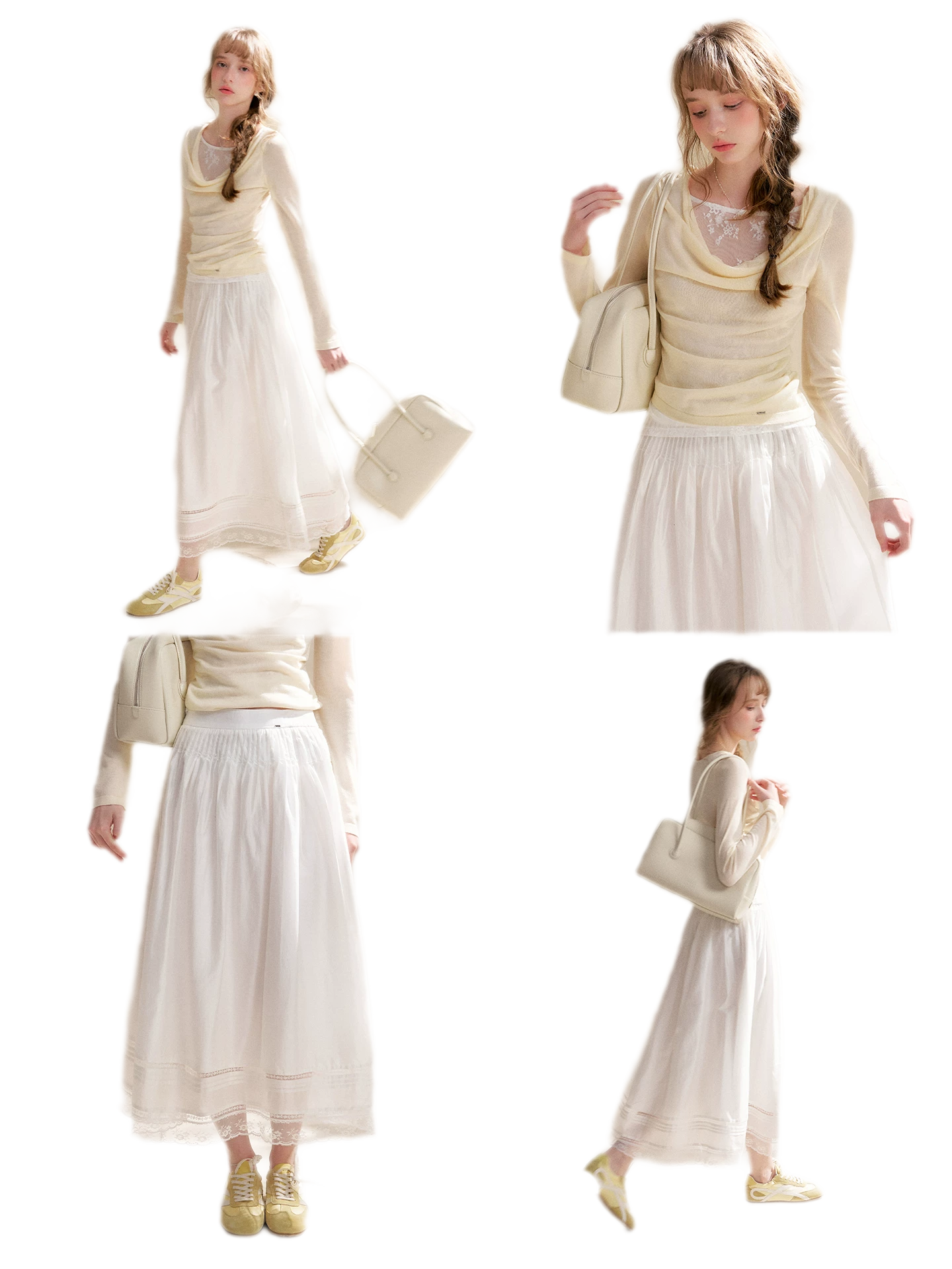 Lyocell Lace Pleated Skirt