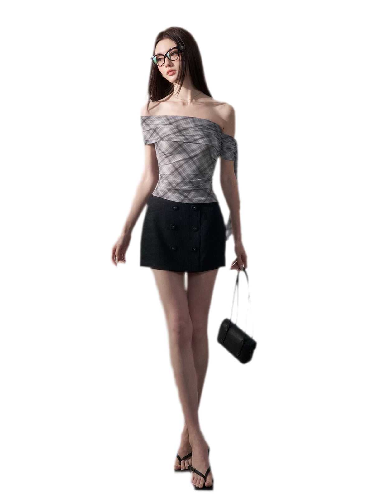 Low-Waist Plaid Mini Skirt