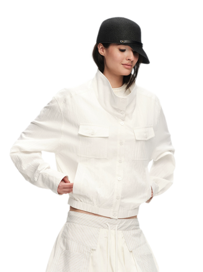 Lightweight High-Collar Cropped Jacket