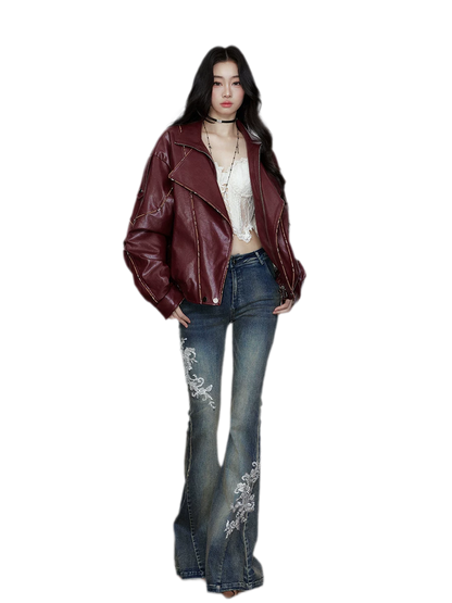 Striped Collar Biker Jacket