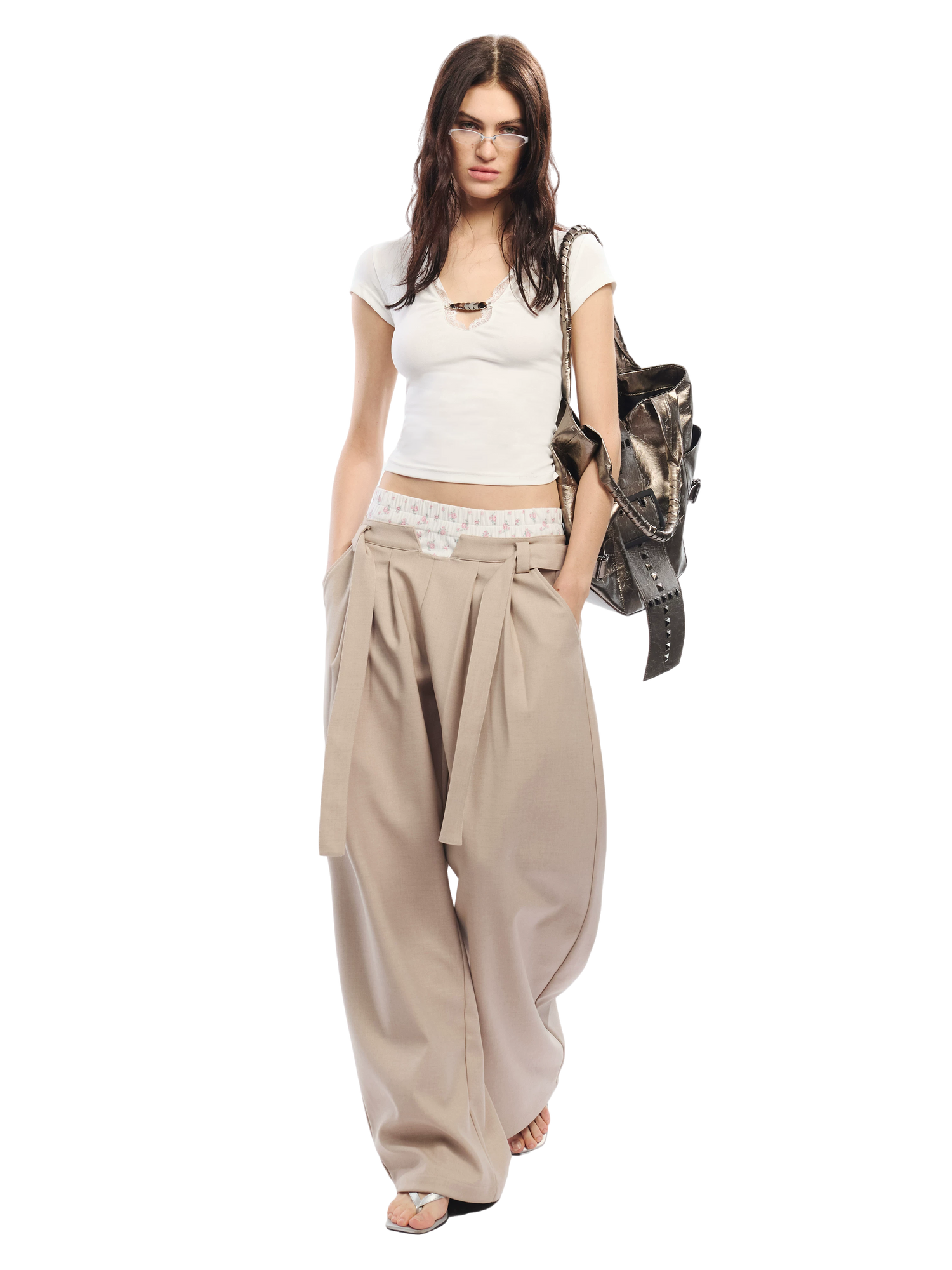 Floral Print Loose Wide Leg Pants