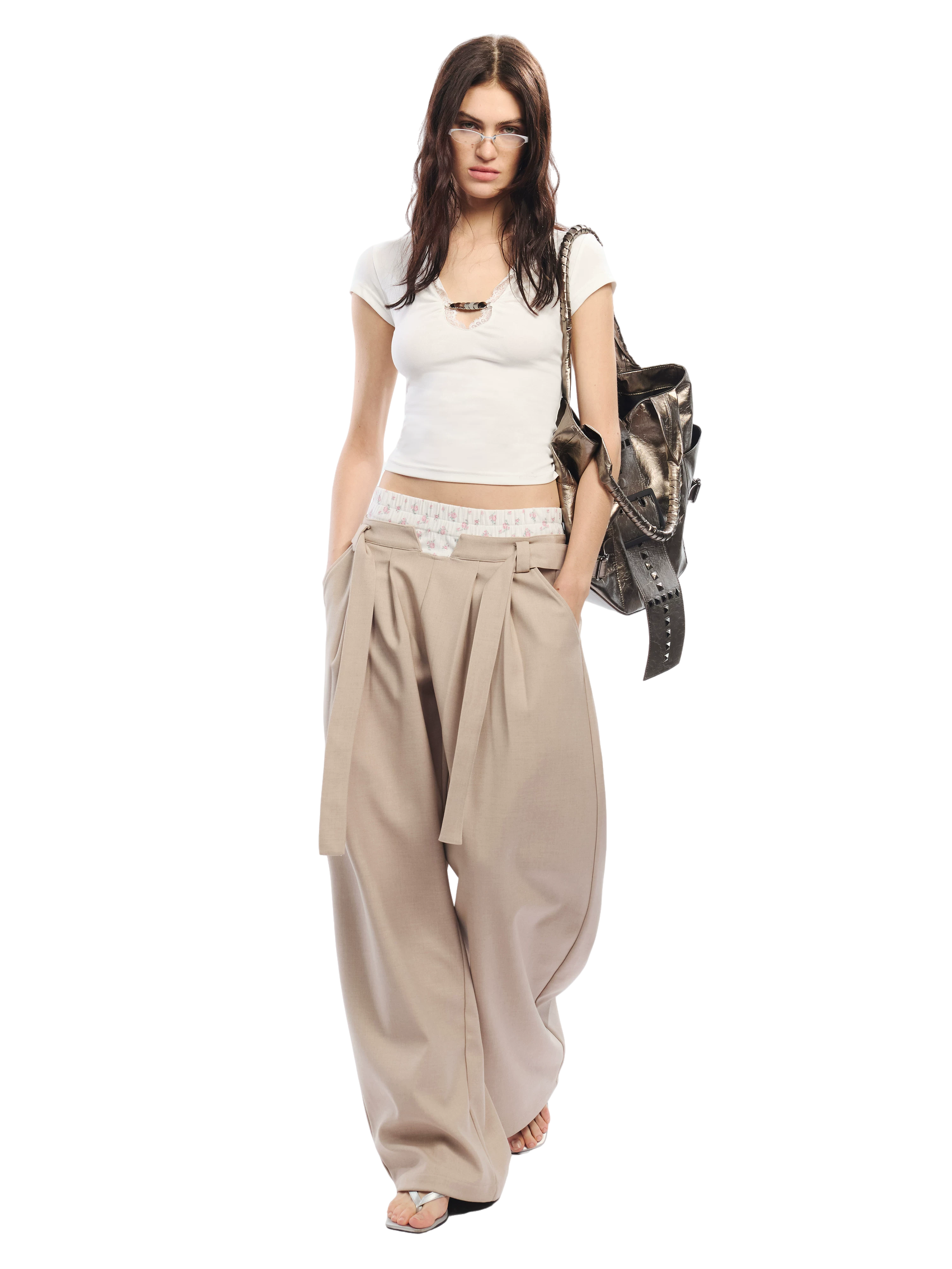 Floral Print Loose Wide Leg Pants