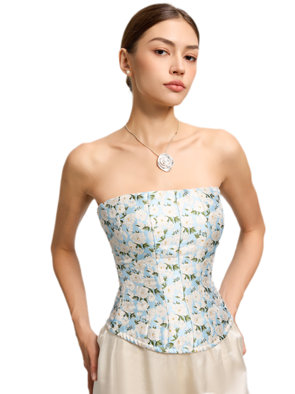 Jacquard Camellia Corset Top