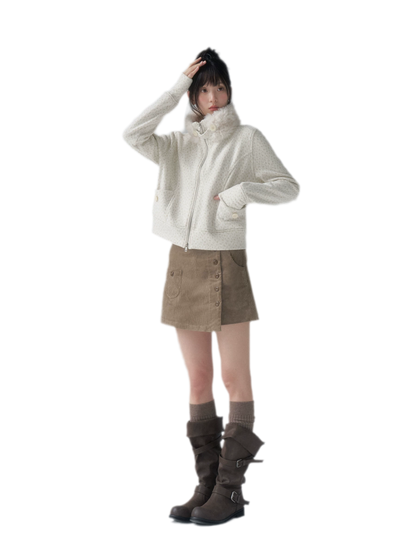 Brushed Jacquard Cropped Jacket