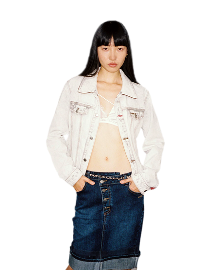 Washed Cropped Denim Jacket