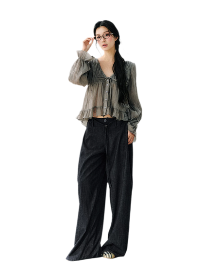Ruffled Tencel Chiffon Blouse