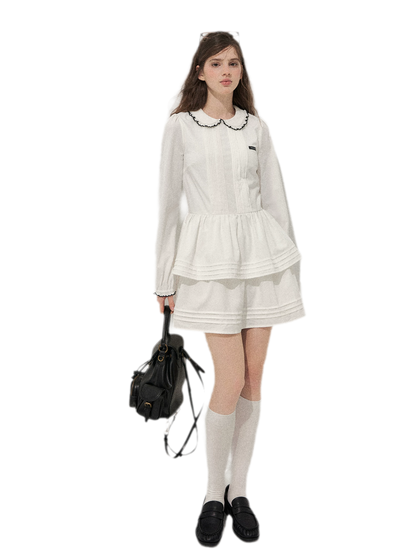 Pleated Peter Pan Collar Dress