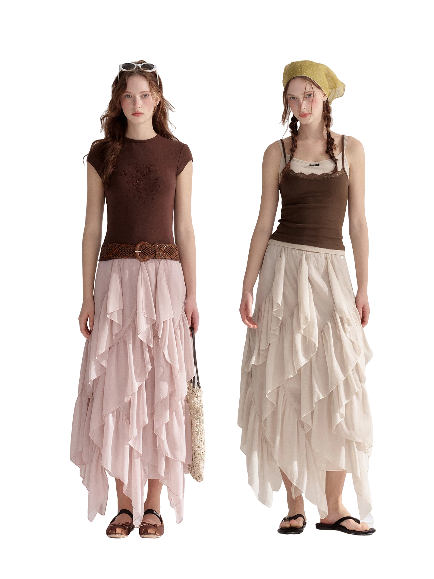 Irregular Ruffle Edge Chiffon Skirt