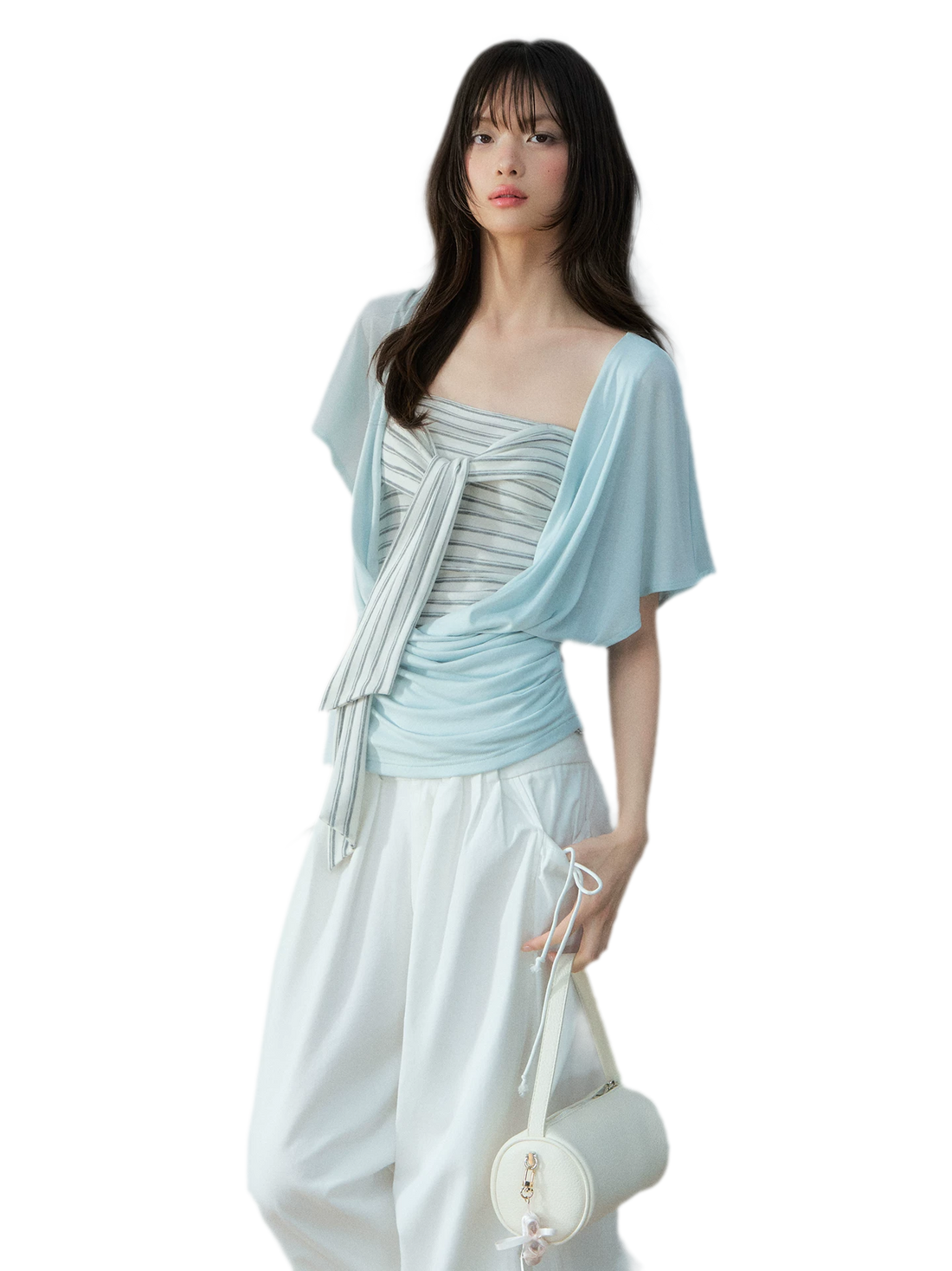 Original Lyocell Batwing Sleeve Top &amp; Bustier Set