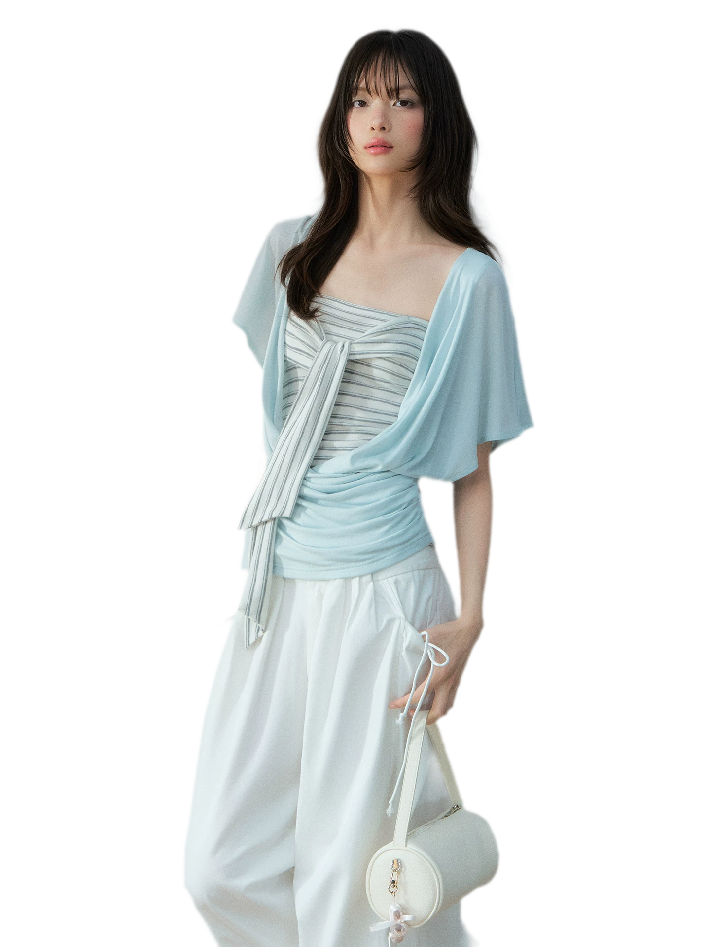 Original Lyocell Batwing Sleeve Top &amp; Bustier Set