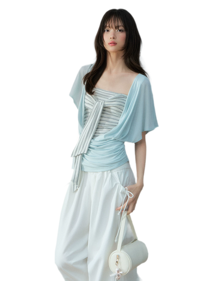 Original Lyocell Batwing Sleeve Top &amp; Bustier Set