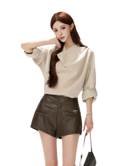 Matte PU High-Waisted Shorts