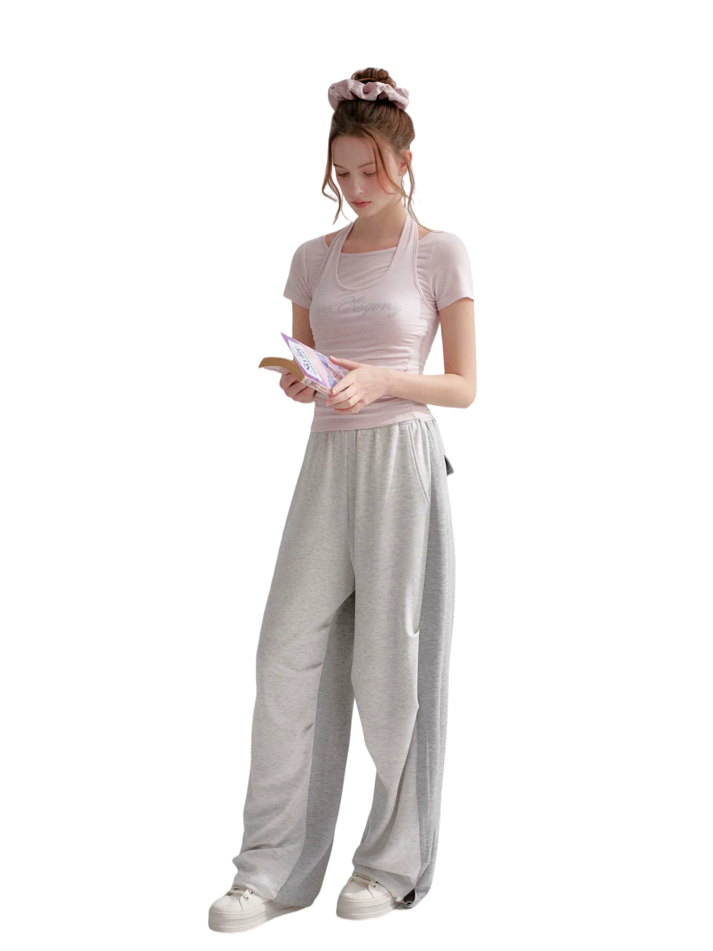 Lyocell Colorblock Drawstring Waist Pants